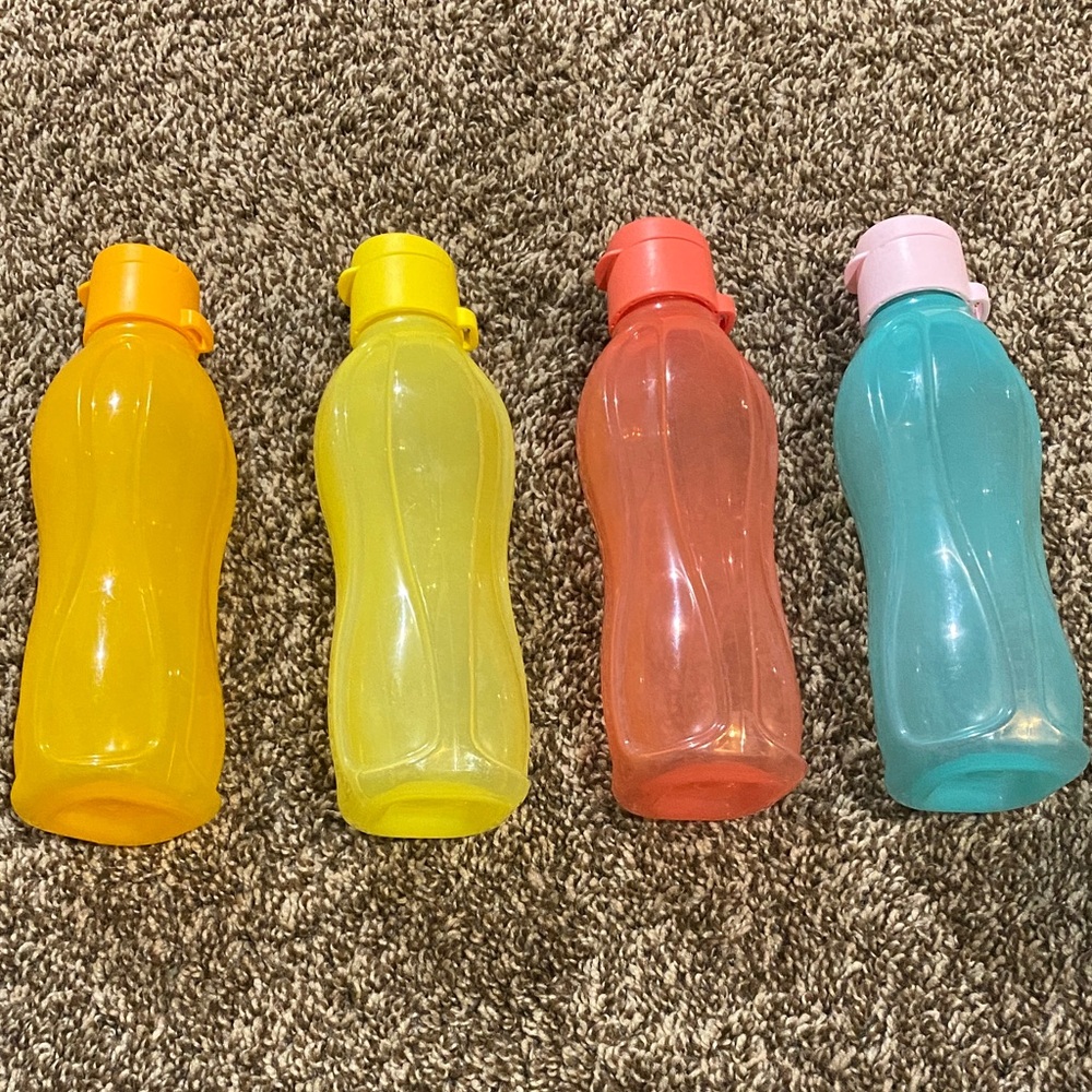 Tupperware Set of Four Colorful Water Bottles